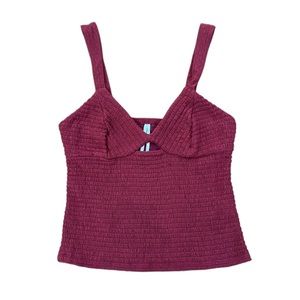 Anthropologie Shirred Red Cutout Tank Top Women’s S